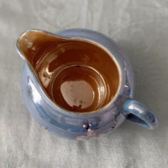Vintage Handpainted Blue Pearl Cherry Blossom Creamer - Picture 3 of 8